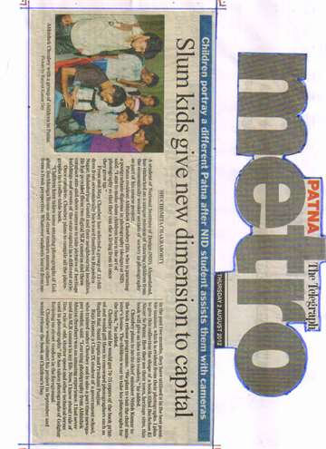 The Telegraph 2 july 2012 Children portray a different patna after NId student assists them with cameras