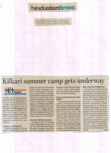 Hindustan Times 22 may 2013 Kilkari summer camp underway