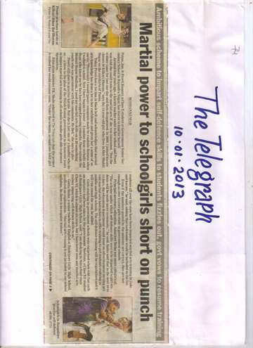 The Telegraph 10 jan 2013 Preeti practises karate at kilkari bihar bal bhawan