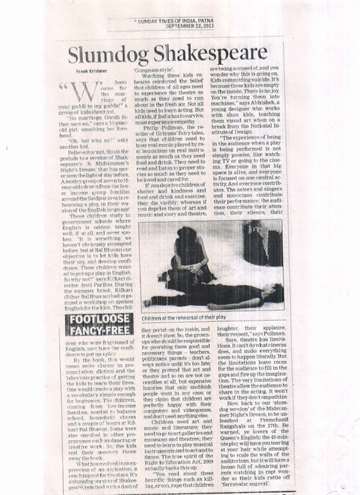 Times of india patna 22 sep 2013 Children at the rehearsal of their play