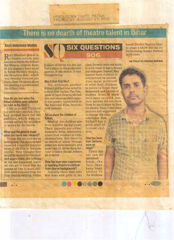 Hindustan times 27 aug 2015 patna kilkari trainer ravi bhushan mukul interview